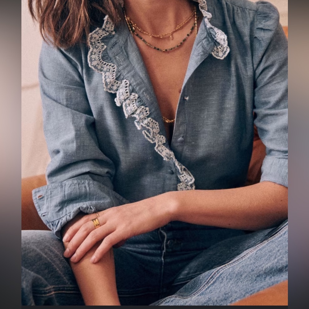 Sezane Chlo Chambray blue